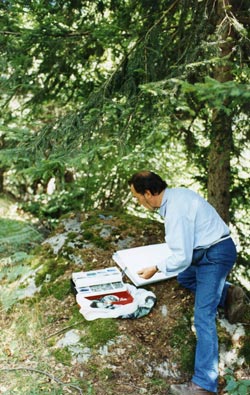 Franco Pedrina - al lavoro tra i boschi in montagna
